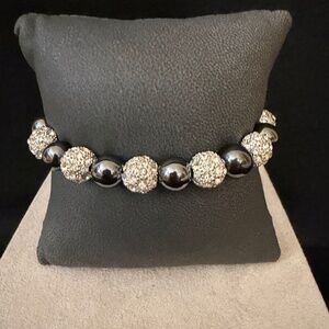 NEW Crystal and Precious Hematite Adjustable Bracelet